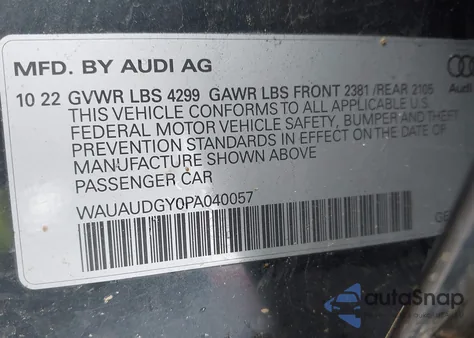 2023 Audi A3 Premium 40 Tfsi Front-Wheel Drive S Tronic z USA, uszkodzony, nr VIN WAUAUDGY0PA040057